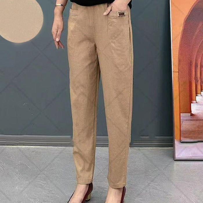 👖Γυναικείο βαμβακερό παντελόνι με λάστιχο στη μέση-GR 