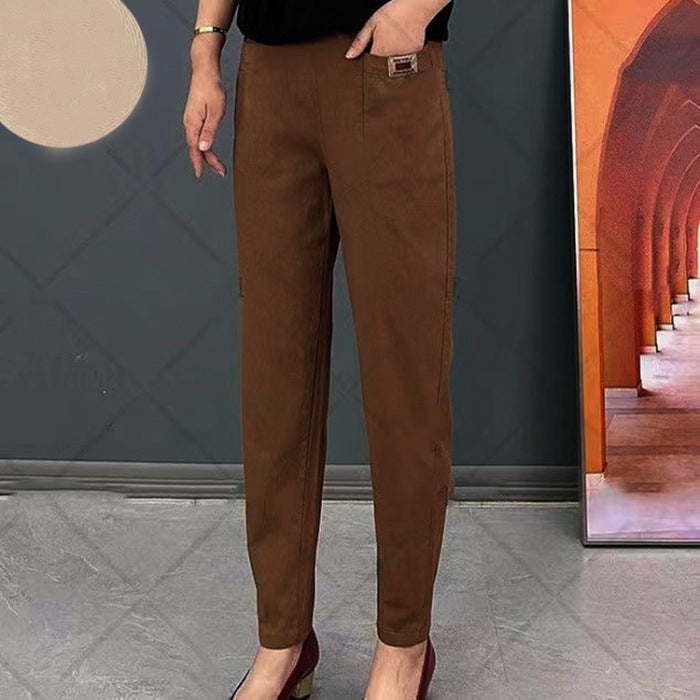 👖Γυναικείο βαμβακερό παντελόνι με λάστιχο στη μέση-GR 