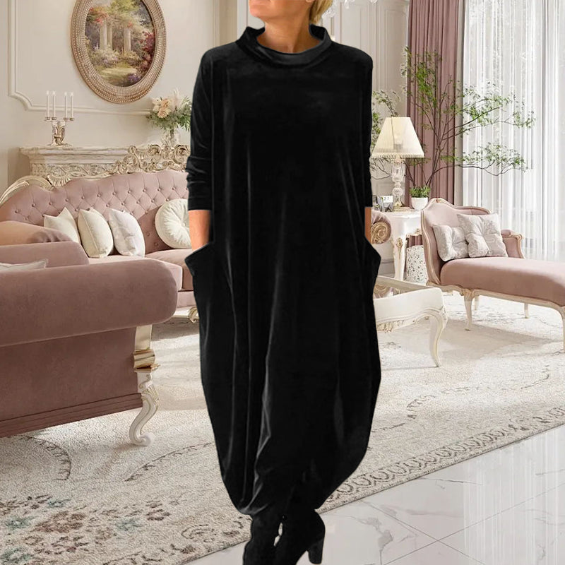 Elegantna dolga žametna obleka