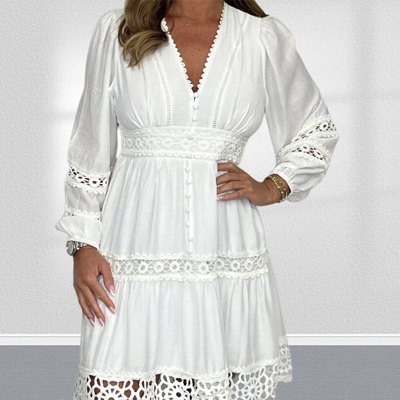🌸Madinga ir elegant nēriniuota φόρεμα V formos iškirpte-LT