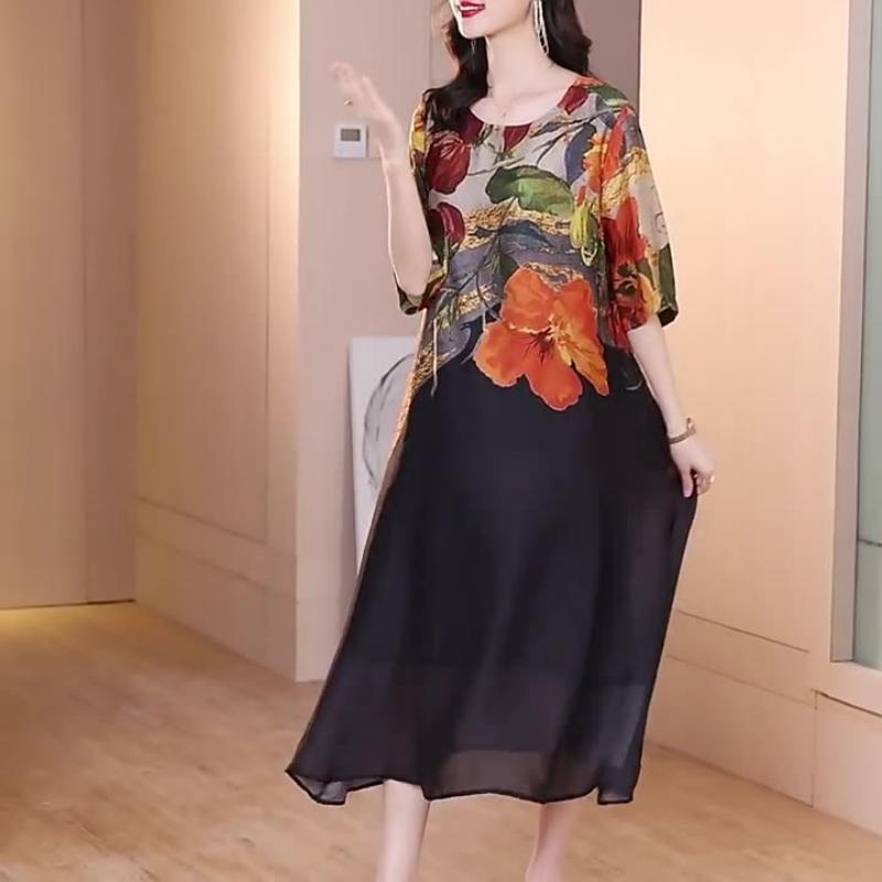 👗Elegantiškos gėlėtos suknelės moterims dideliais dydžiais-LT