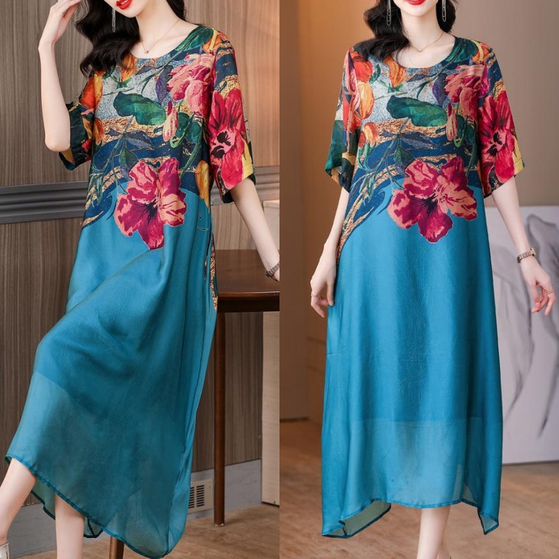 👗Elegantiškos gėlėtos suknelės moterims dideliais dydžiais-LT