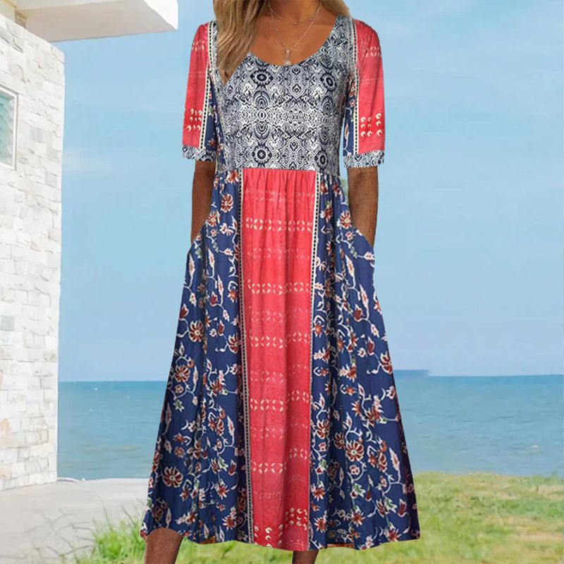 🌸Γυναικείο φόρεμα με boho σχέδιο-GR