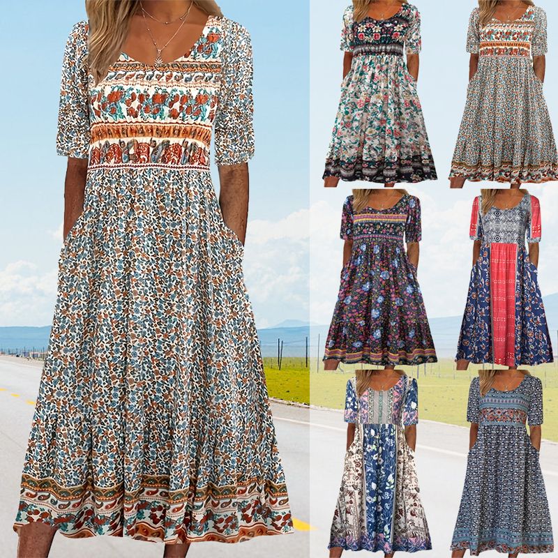 🌸Γυναικείο φόρεμα με boho σχέδιο-GR