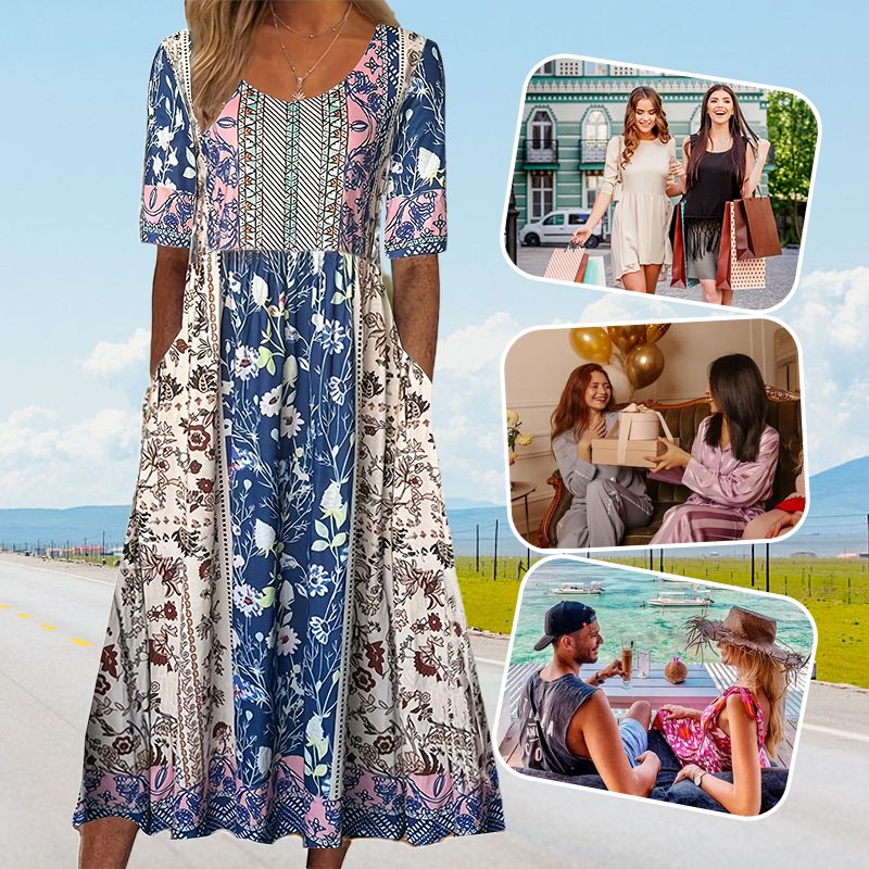 🌸Γυναικείο φόρεμα με boho σχέδιο-GR