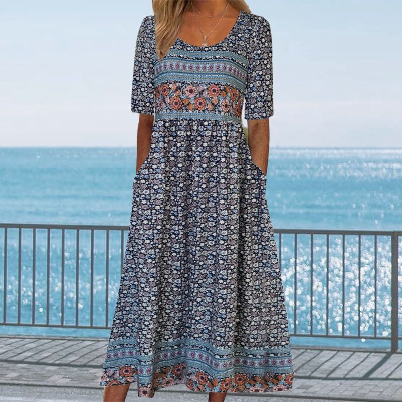 🌸Κομψό γυναικείο φόρεμα με boho σχέδιο-LT