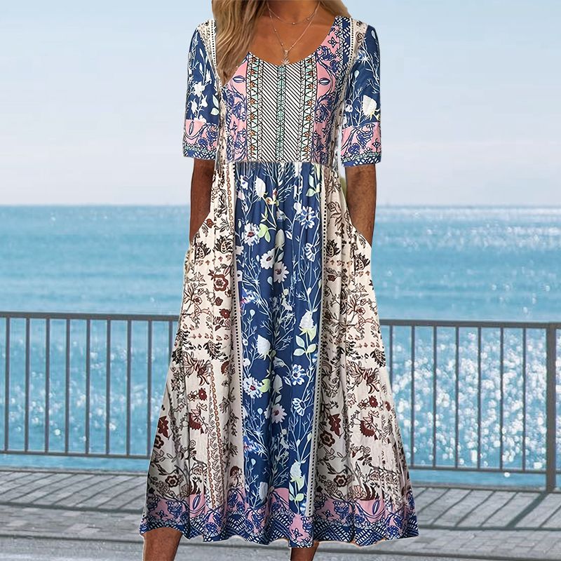 🌸Κομψό γυναικείο φόρεμα με boho σχέδιο-LT