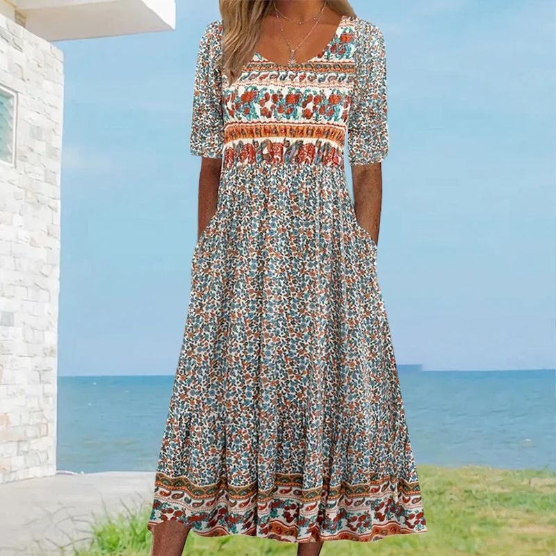 🌸Κομψό γυναικείο φόρεμα με boho σχέδιο-LT