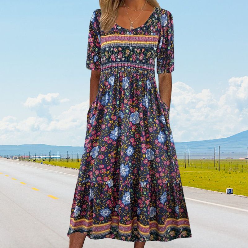 🌸Κομψό γυναικείο φόρεμα με boho σχέδιο-LT