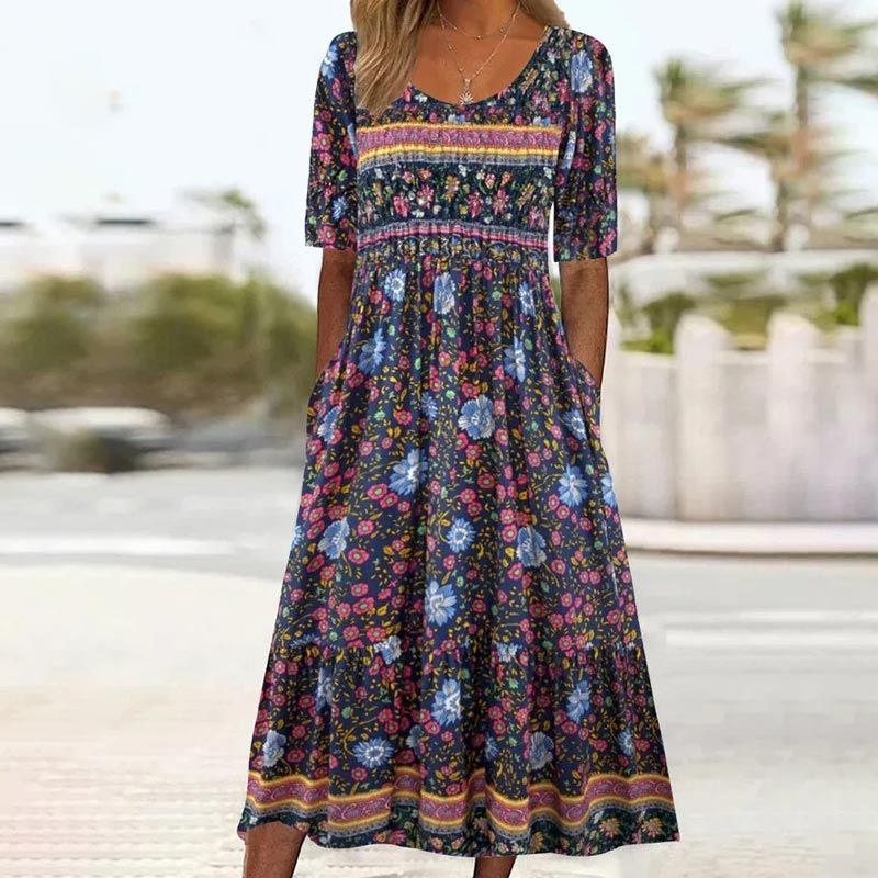 🌸Κομψό γυναικείο φόρεμα με boho σχέδιο-LT