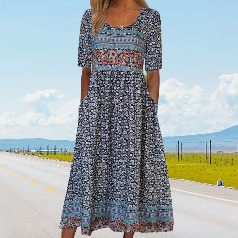 🌸Κομψό γυναικείο φόρεμα με boho σχέδιο-LT