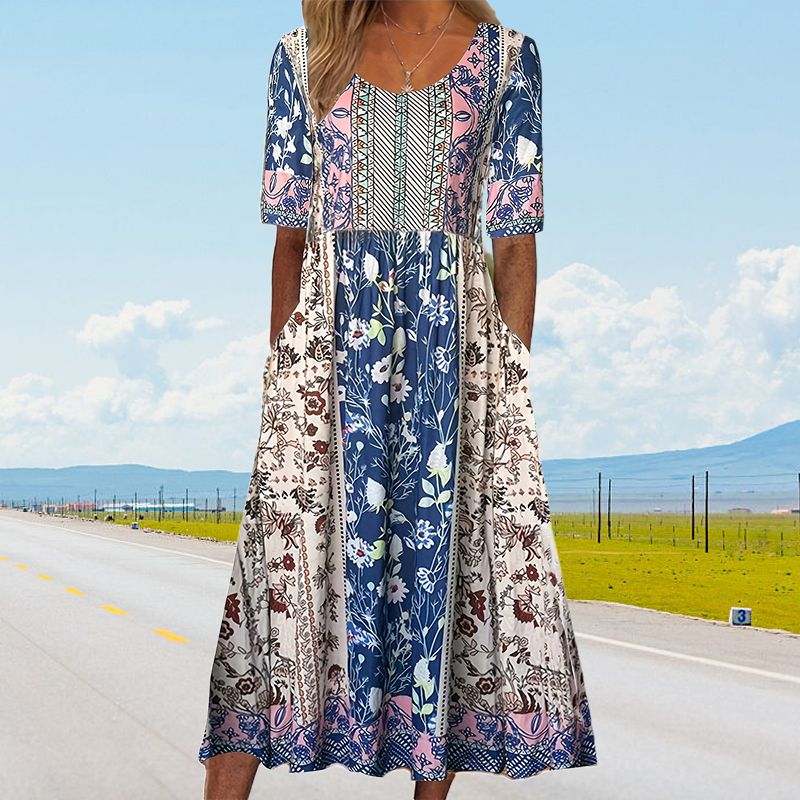 🌸Κομψό γυναικείο φόρεμα με boho σχέδιο-LT