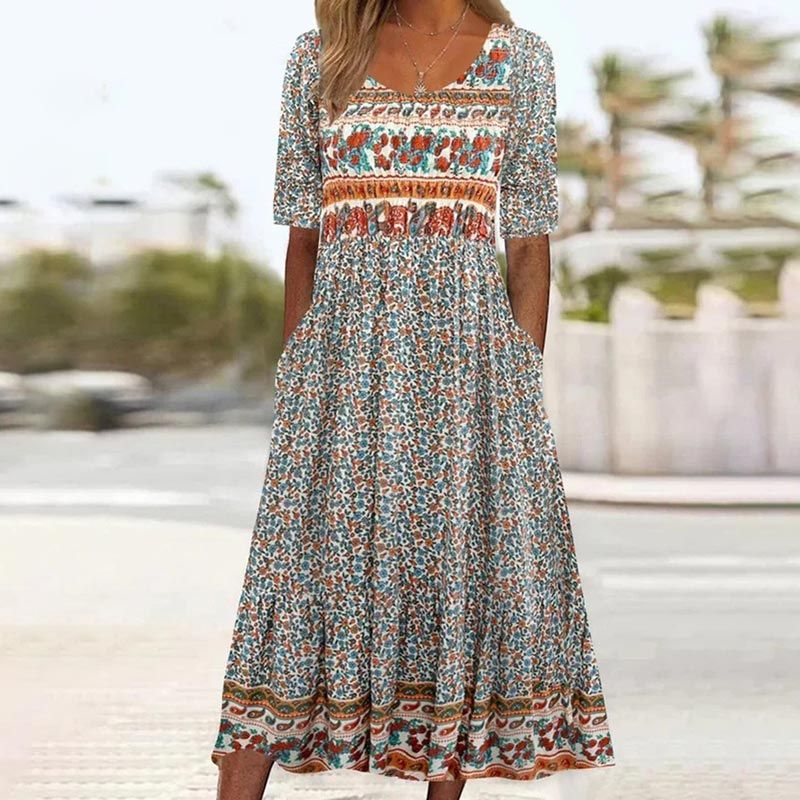 🌸Γυναικείο φόρεμα με boho σχέδιο-GR