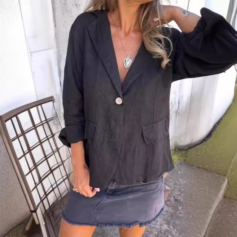 Γυναικείο επιμένικό λινό τζάκετ από βαμβάκι