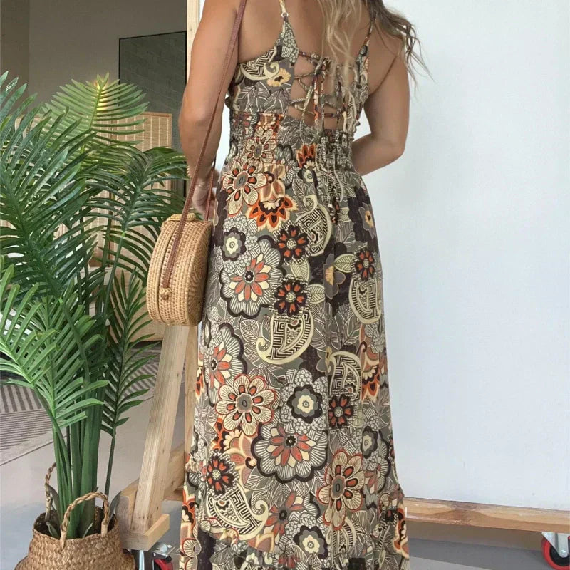 💕Moteriška seksuali ilga suknelė su gėlių raštu ant dirželio