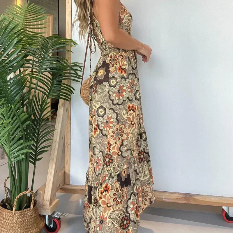 💕Moteriška seksuali ilga suknelė su gėlių raštu ant dirželio
