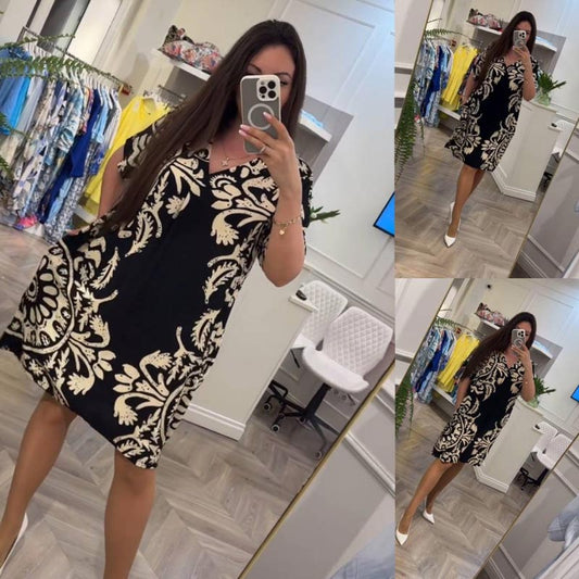 👗Ženska obleka z v-izrezom in žepi za prosti čas