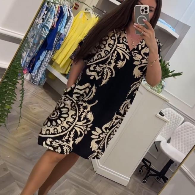 👗Moteriška suknelė V formos iškirpte ir kišenėmis laisvalaikiui