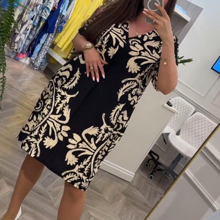 👗Moteriška suknelė V formos iškirpte ir kišenėmis laisvalaikiui