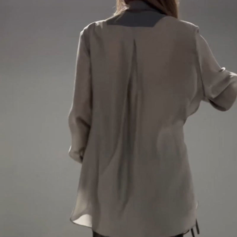 【✨Elegantiškas ir intelektualus】👗Mados dviejų dalių komplektas netaisyklingi marškiniai ir suvarstomos kelnės