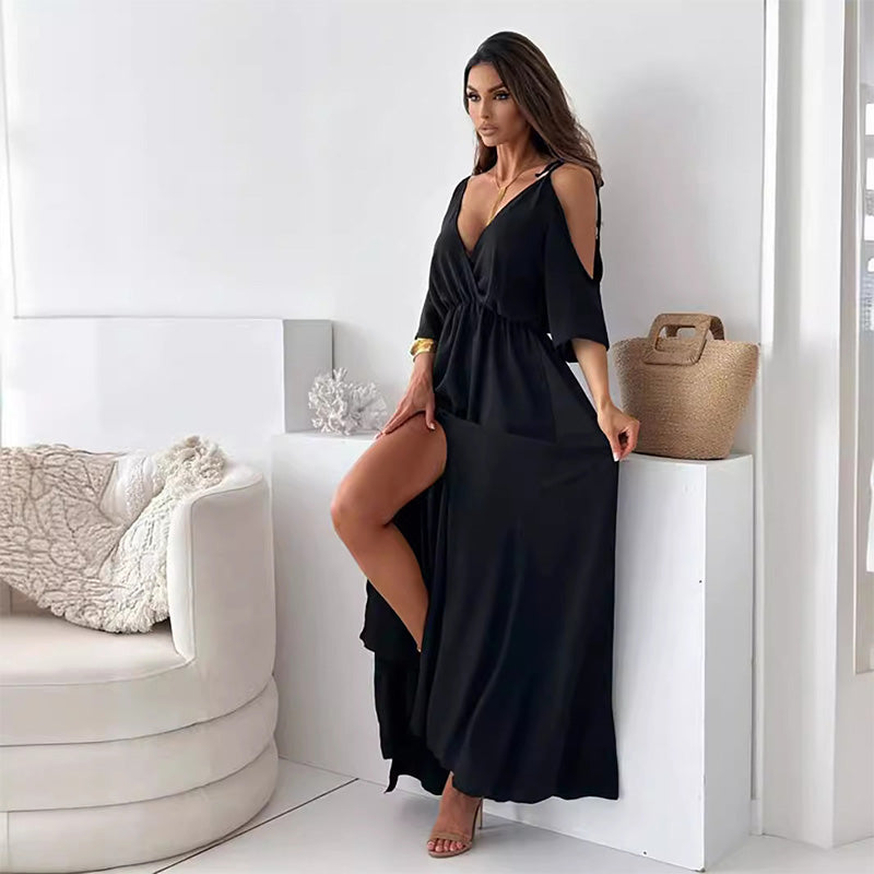 【💖Νέα Προϊόντα 2025】👗Κομψό, σέξι γυναικείο φόρεμα με στρογγυλή λαιμόκοψη-GR