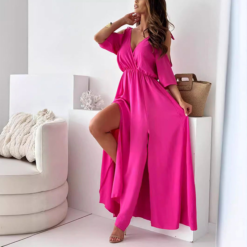 【💖Νέα Προϊόντα 2025】👗Κομψό, σέξι γυναικείο φόρεμα με στρογγυλή λαιμόκοψη-GR