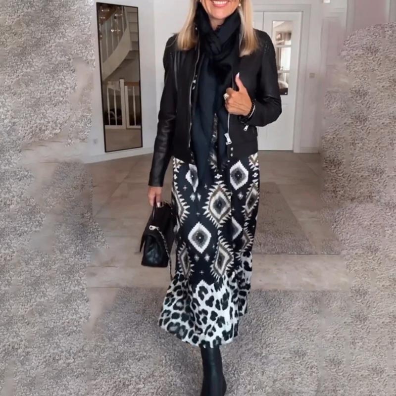 Bohemian Casual φόρεμα με μακριά μανίκια-GR 