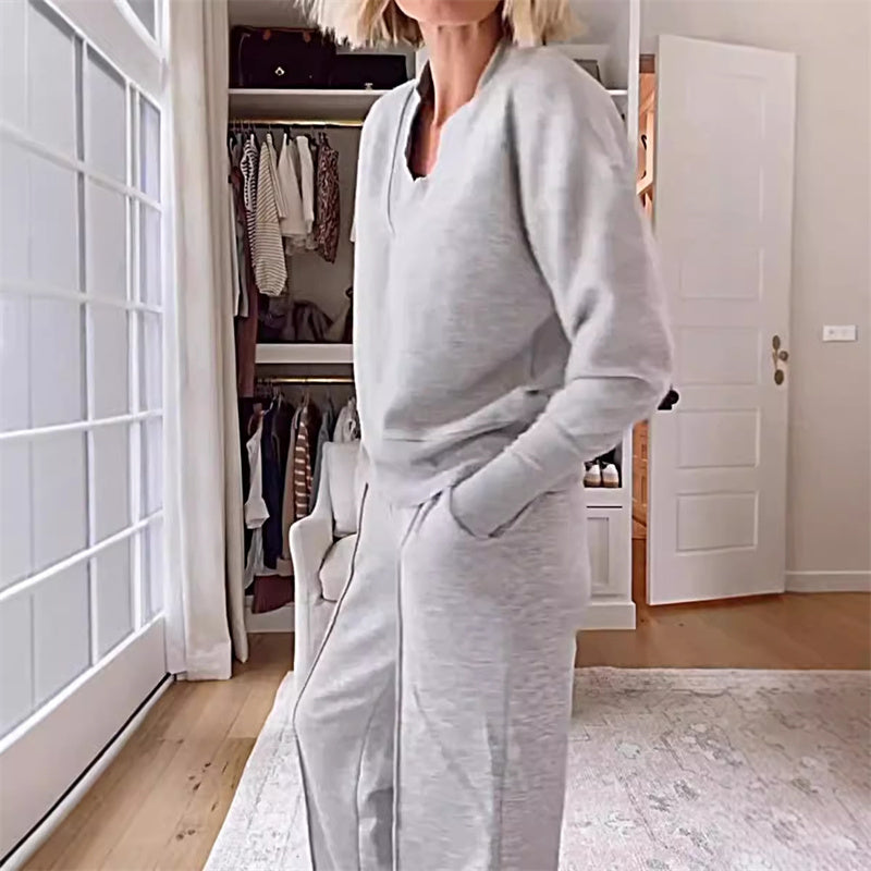 Γυναικείο σετ casual moda 💕 (Τοπ + παντελόνι)-GR