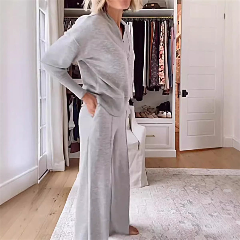 Γυναικείο σετ casual moda 💕 (Τοπ + παντελόνι)-GR