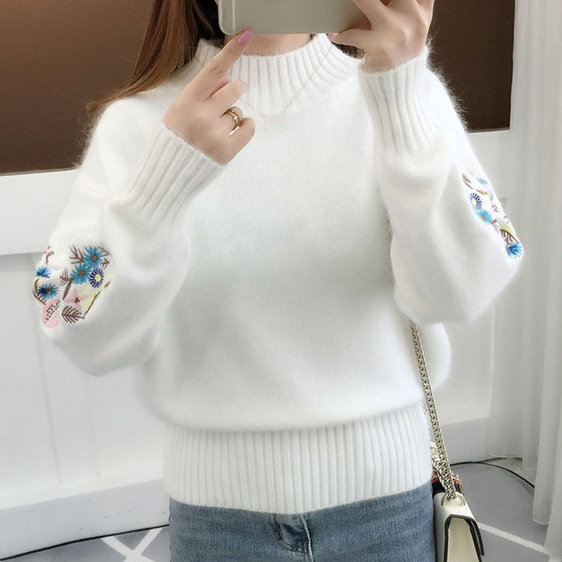 Cashmere trikotáž kupls jämperis ar įluu izšuvumu-LV