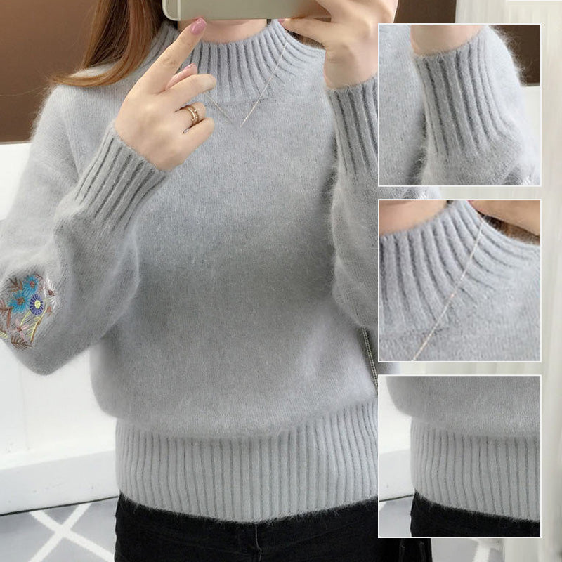 Cashmere trikotáž kupls jämperis ar įluu izšuvumu-LV
