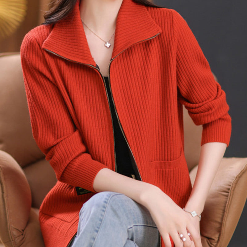 ❤️‍🔥Moteriškas megztas megztinis su užtrauktuku