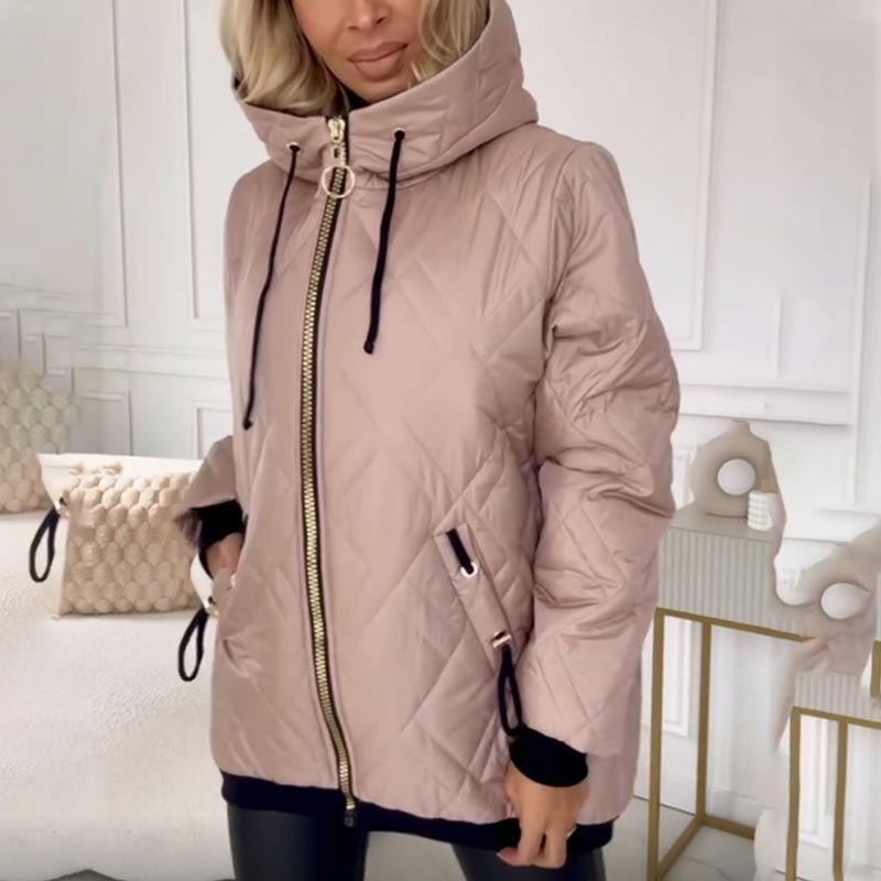 🔥[S-3XL] Moterų mados haų kaklo ir klubo Parka paltas-LT