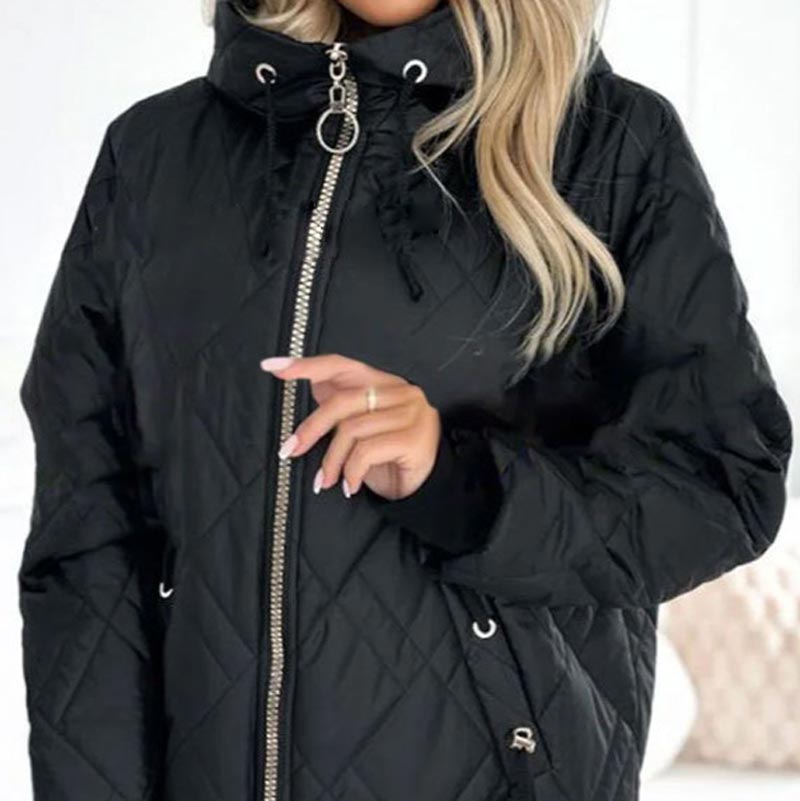 🔥[S-3XL] Moterų mados haų kaklo ir klubo Parka paltas-LT