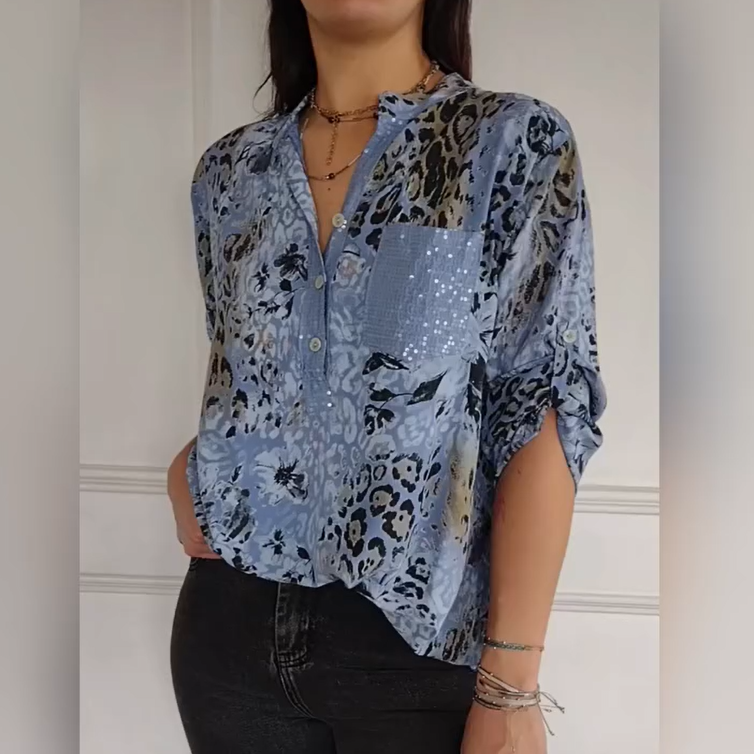 【M-4XL】♡ Γυναικείο πουκάμισο με στάμπα με σάα κόντες-GR