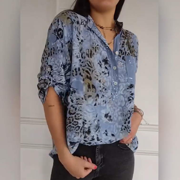 【M-4XL】♡ Γυναικείο πουκάμισο με στάμπα με σάα κόντες-GR
