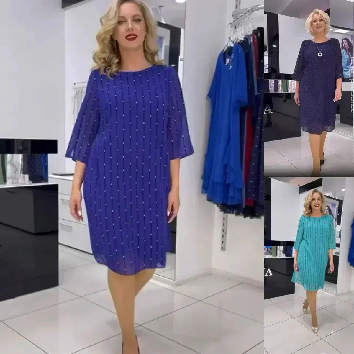 💝Γυναικείο φόρεμα με στρογγυλή λαιμόκοψη-GR