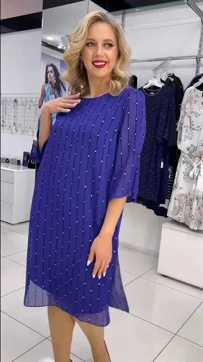 💝Γυναικείο φόρεμα με στρογγυλή λαιμόκοψη-GR