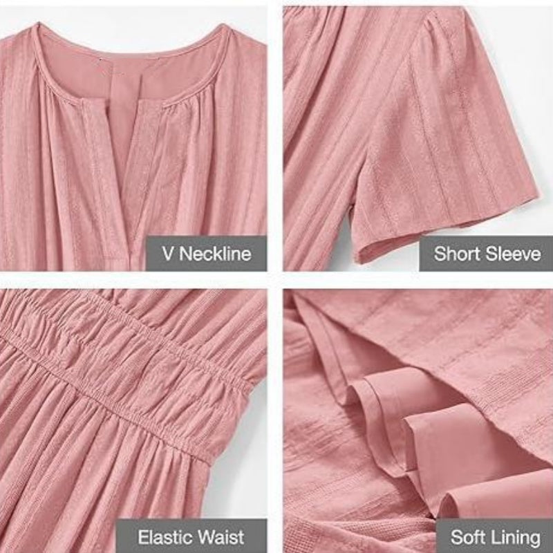 🔥👗Vienspalvė raukta medvilninė suknelė-LT
