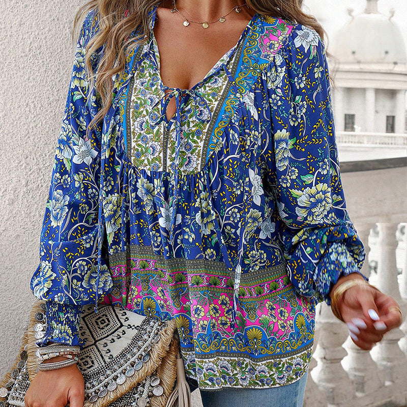 【S-2XL】🌺Γυναικεία μπλούζα με V λαιμόκοψη-GR