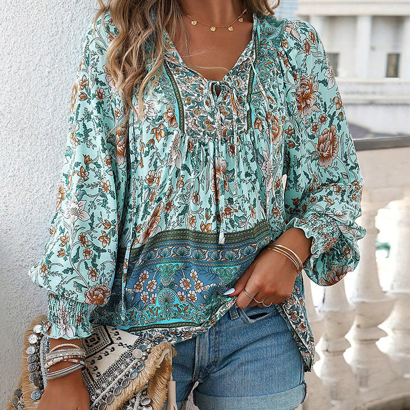 【S-2XL】🌺Γυναικεία μπλούζα με V λαιμόκοψη-GR