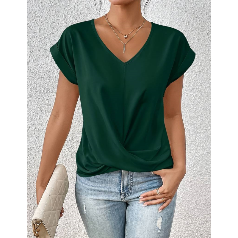 👚Elegantiški marškinėliai V formos iškirpte✨-LT