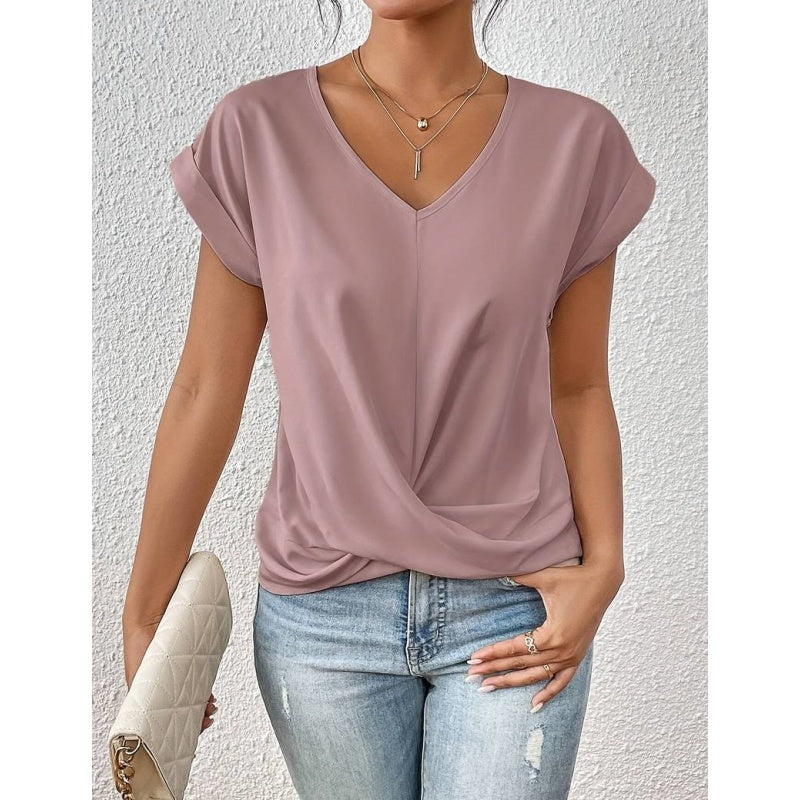 👚Elegantiški marškinėliai V formos iškirpte✨-LT