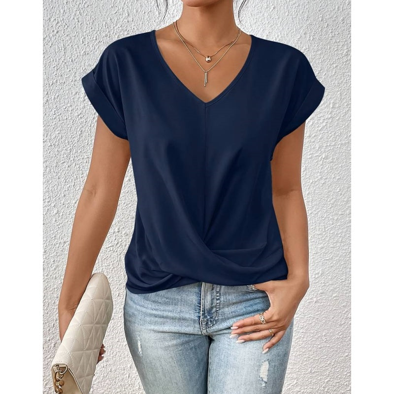 👚Elegantiški marškinėliai V formos iškirpte✨-LT