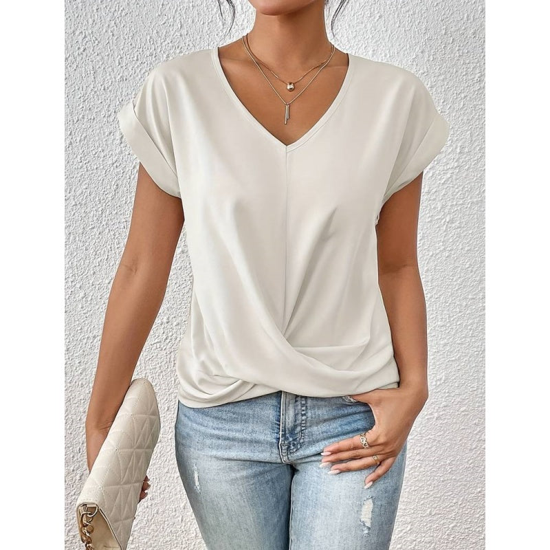 👚Elegantiški marškinėliai V formos iškirpte✨-LT