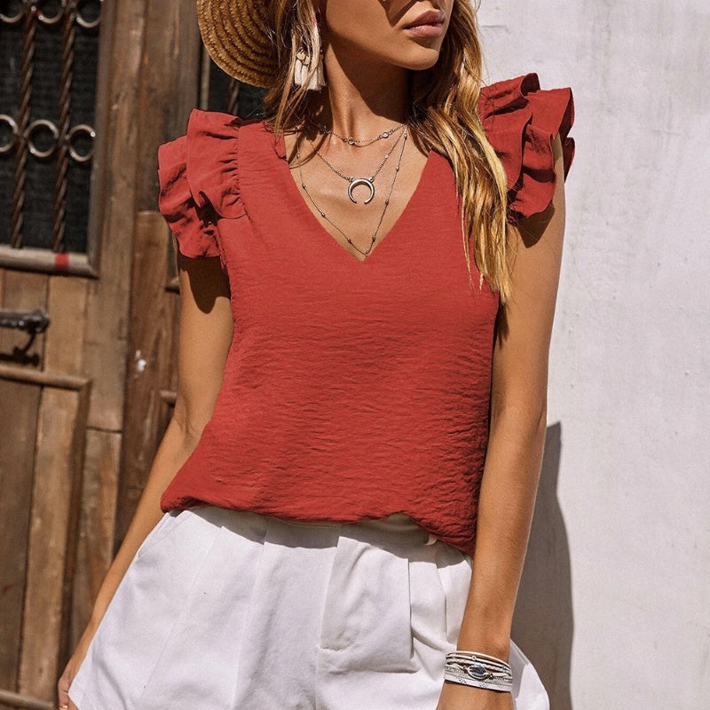 【S-2XL】👚 Ελαστικός, λείος λαιμός σε σχήμα V-GR