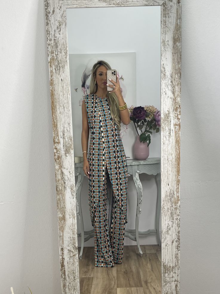 💐 Abstrakčiai margintas patogus moteriškas kostiumas-LT