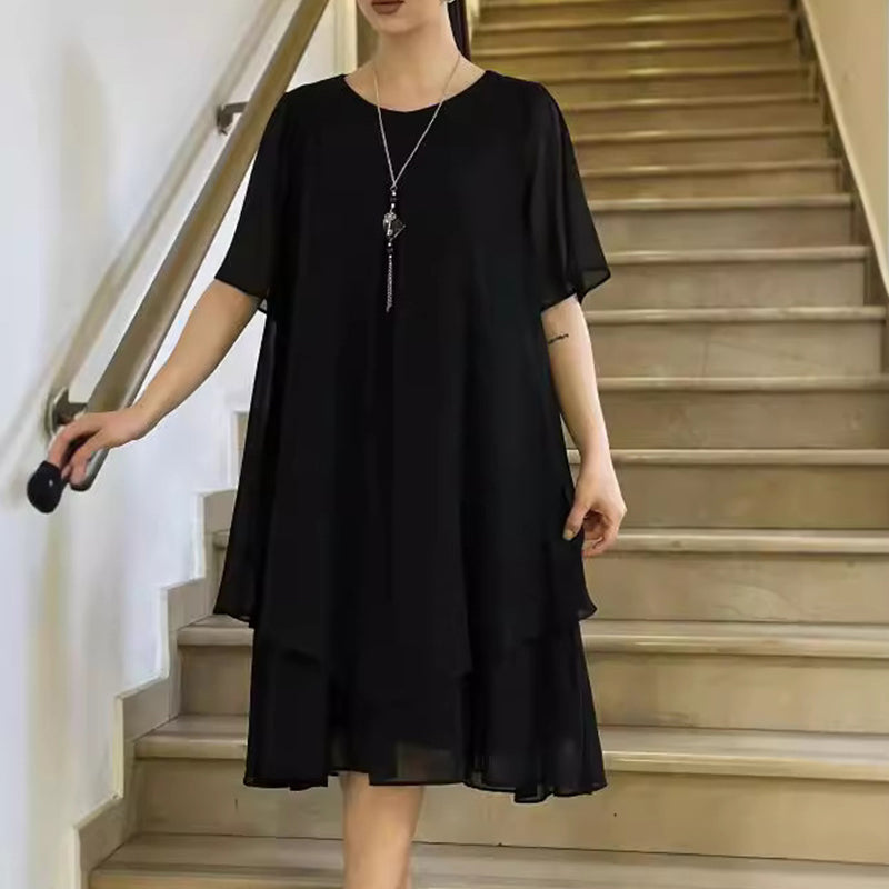 🔥👗 Ριχτό γυναικείο φόρεμα σε μονόχρωμο χρώμα-GR