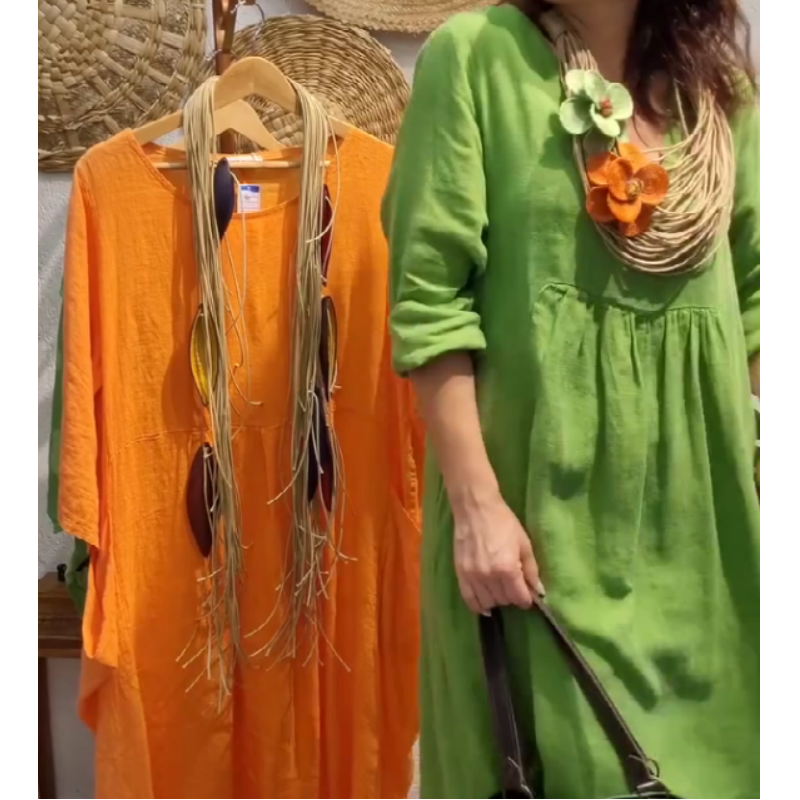 💖Ribotas išpardavimas su 20% NUOLAIDA💖Λινό φόρεμα Boho με μακριά μανίκια για γυναίκες-LT