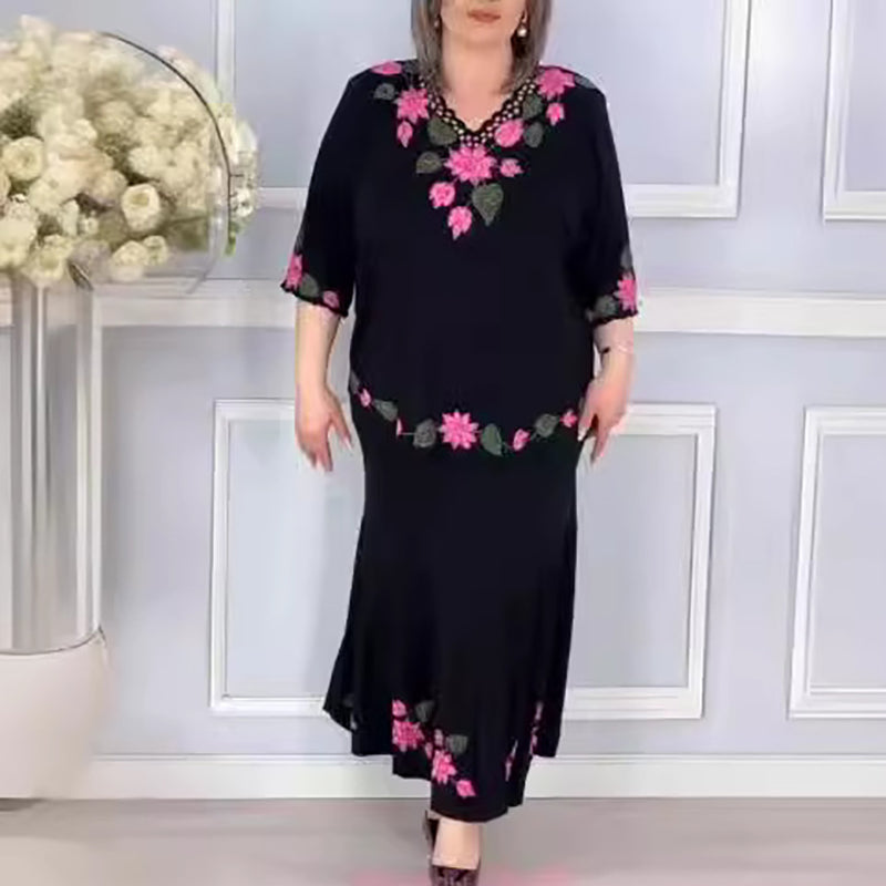 🌷Κομψό φλοράλ γυναικείο φόρεμα σε V formos iškirpte-LT
